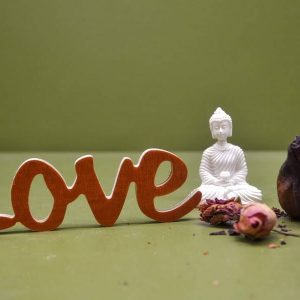 Medinis pastatomas užrašas "Love"